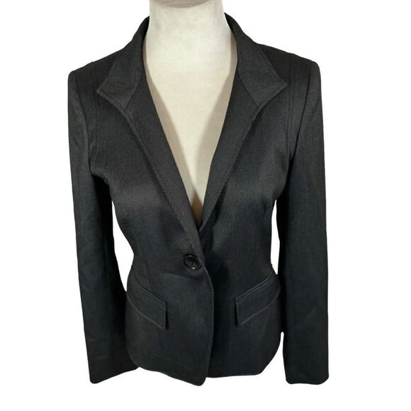 Anne Klein Stretch Dark Grey Gray One Button Blazer professional business formal - Picture 1 of 8